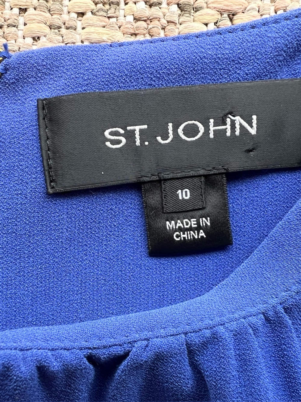 St John Cerulean Blue Sleeveless Sheath Dress Size 10 Pleated Waist - Picture 3 of 6